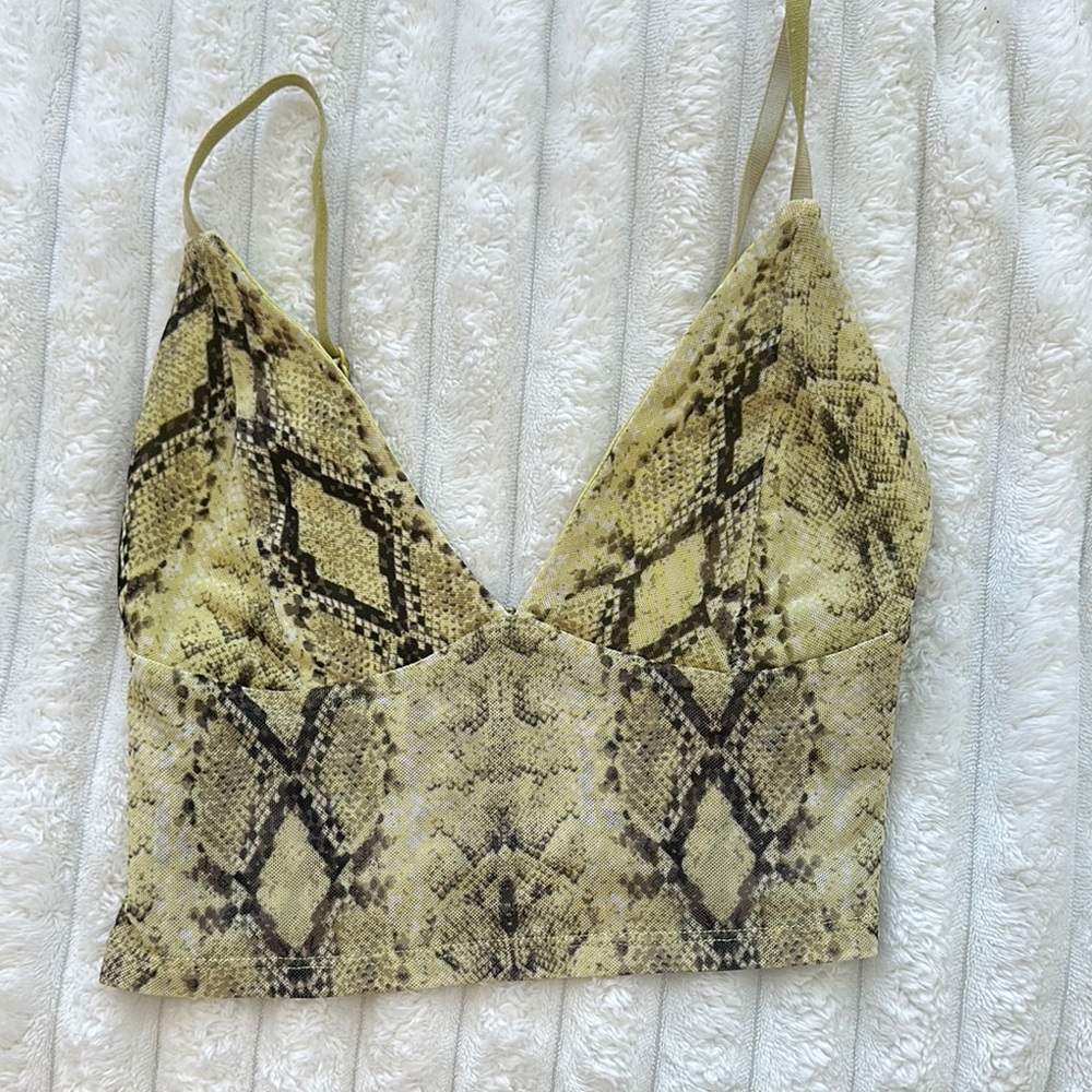 Garage Snake Print Top in Green and Black